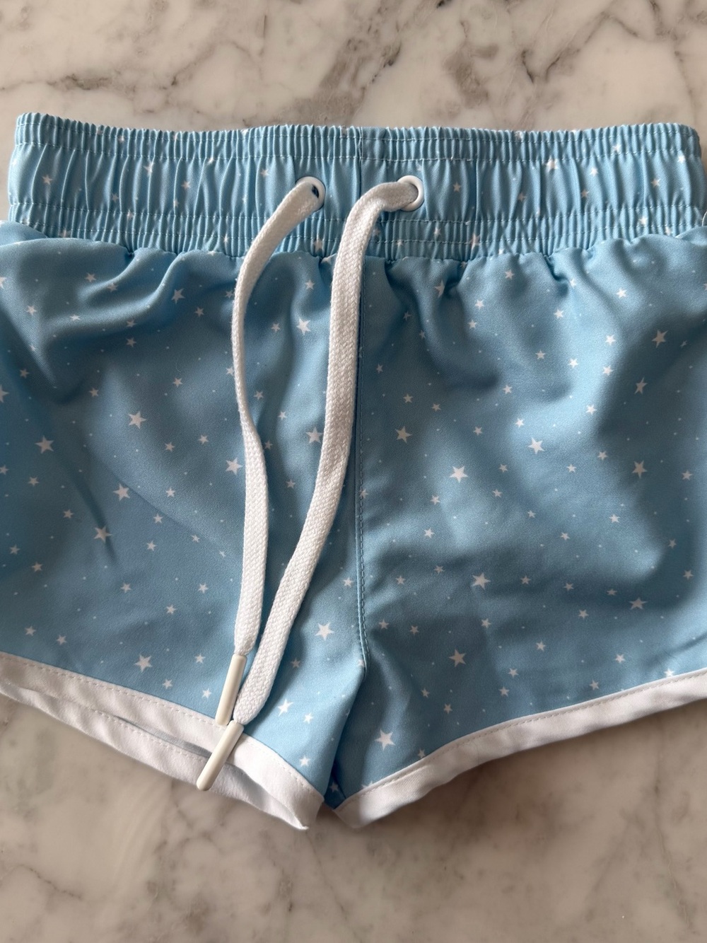 Minnow Kids Light Blue Star Print Swim Trunks with Drawstring, 2T